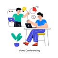 Video Conferencing Flat Style Design Vector illustration. Stock illustration