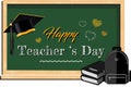 Background with Happy Teacher\'s Day with Graduation Hat Royalty Free Stock Photo