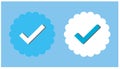 Check mark and check mark icon on blue background. Vector illustration. Royalty Free Stock Photo