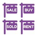 Set of sale, buy, sell, rent signs on white background. Flat style. Vector illustration. Suitable for home ecommerce website Royalty Free Stock Photo