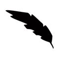 Chicken feather silhouette. Black quill pen. feather icon over white background, silhouette style concept,