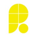 Geometrical logo representing the letter p and a dot. Inspiration for the letter P and dot logo Royalty Free Stock Photo