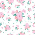 Pink seamless flowers pattern. Perfect for wallpaper, fabric, wrapping paper and more. Royalty Free Stock Photo