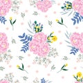 Pink seamless flowers pattern. Royalty Free Stock Photo