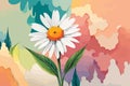 Daisy flower watercolor art and illustration created with ai