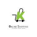 Shopping Cart Letter K Logo. Modern icon symbol template vector design. Alphabet K online store logo Royalty Free Stock Photo