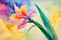 Gladioli flowers watercolor art and illustration created with ai