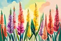 Gladioli flowers watercolor art and illustration created with ai