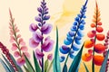 Gladioli flowers watercolor art and illustration created with ai