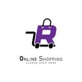 Shopping Cart Letter R Logo. Modern icon symbol template vector design. Alphabet R online store logo Royalty Free Stock Photo