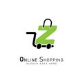 Shopping Cart Letter Z Logo. Modern icon symbol template vector design. Alphabet Z online store logo Royalty Free Stock Photo