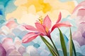 Alstromeria flower watercolor art and illustration created with ai Royalty Free Stock Photo