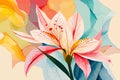 Alstromeria flower watercolor art and illustration created with ai Royalty Free Stock Photo