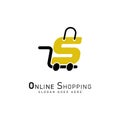 Shopping Cart Letter S Logo. Modern icon symbol template vector design. Alphabet S online store logo Royalty Free Stock Photo