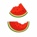 Watermelon Slice With Bite Taken Off Symbol Set Cartoon illustration Vector Royalty Free Stock Photo