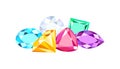 Multi-colored bright gems isolated on a white background. Royalty Free Stock Photo