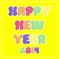 2014 Happy New Year Card curve balloon word Royalty Free Stock Photo