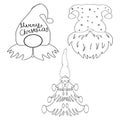 Christmas gnomes coloring page. Vector education. Doodle, line. Royalty Free Stock Photo
