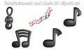 Music notes clipart element ,3D render entertainment and music concept isolated on white background icon set