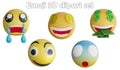 Emoji clipart element ,3D render emoji and emoticon concept isolated on white background icon set