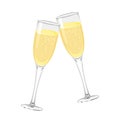 Two glasses of champagne isolated on white background. Cheers! Royalty Free Stock Photo