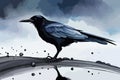Crow Watercolor Art & Illustration on nice background AI genereted Royalty Free Stock Photo