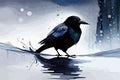 Crow Watercolor Art & Illustration on nice background AI genereted Royalty Free Stock Photo
