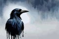 Crow Watercolor Art & Illustration on nice background AI genereted Royalty Free Stock Photo
