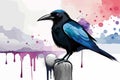 Crow Watercolor Art & Illustration on nice background AI genereted Royalty Free Stock Photo