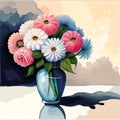 Flower Vage Vector watercolor. Beautiful floral bouquets isolated on white illustration AI technologyI Royalty Free Stock Photo