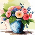 Flower Vage Vector watercolor. Beautiful floral bouquets isolated on white illustration AI technologyI Royalty Free Stock Photo