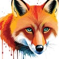 A Vibrant Watercolor Fox Illustration, watercolor illustration a fox Fierce and Colorful A Watercolor Fox Portrait, Generative AI: