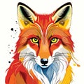 A Vibrant Watercolor Fox Illustration, watercolor illustration a fox Fierce and Colorful A Watercolor Fox Portrait, Generative AI: