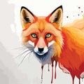 A Vibrant Watercolor Fox Illustration, watercolor illustration a fox Fierce and Colorful A Watercolor Fox Portrait, Generative AI: