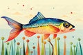 Goby Fish Watercolor Vector art Illustration.fishes in Digital AI genarative