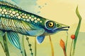 Goby Fish Watercolor Vector art Illustration.fishes in Digital AI genarative