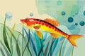 Goby Fish Watercolor Vector art Illustration.fishes in Digital AI genarative
