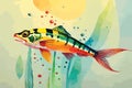 Goby Fish Watercolor Vector art Illustration.fishes in Digital AI genarative