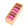 Macarons in box. Vector cartoon illustration