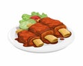 Grilled Ribs Bbq Food Illustration Vector