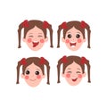 Little girl face expression, set of cartoon vector illustrations Royalty Free Stock Photo