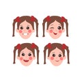 Little girl face expression, set of cartoon vector illustrations Royalty Free Stock Photo