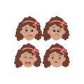 Little girl face expression, set of cartoon vector illustrations Royalty Free Stock Photo