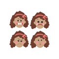 Little girl face expression, set of cartoon vector illustrations Royalty Free Stock Photo