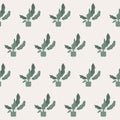 Vintage Floral Seamless Pattern Background. Potted Domestic Plant Flower Textile Fabric Pattern Background Design.