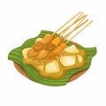 Sate Padang Indonesian Food Cartoon illustration Vector