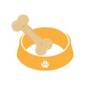 Dog Bowl With Bone Flat style icon vector illustration, black silhouette pet bowl Royalty Free Stock Photo