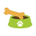 Dog Bowl With Bone Flat style icon vector illustration, black silhouette pet bowl Royalty Free Stock Photo