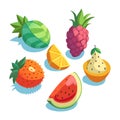 Fruits and berries icon set. Royalty Free Stock Photo