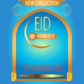 Eid special offer Up to 50% off on Soft blue theme with golden artwork for advertisement